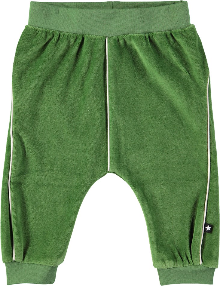 Shura - Field Green - Green baby trousers in velour