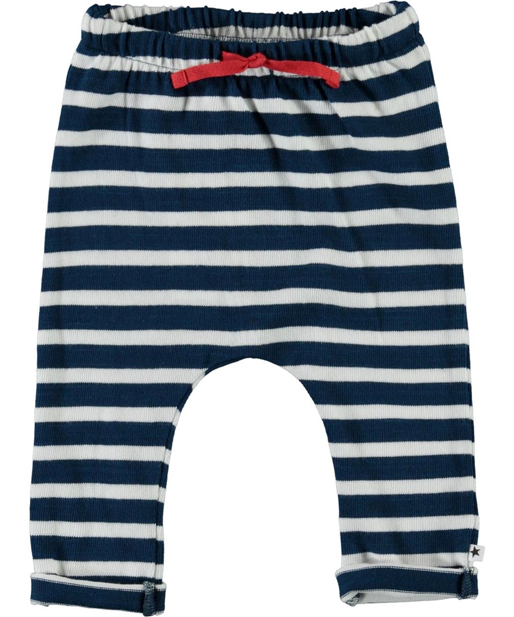 Sigurd - Sea Breton - Stripe organic baby trousers with red tie
