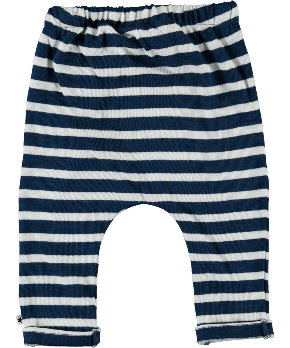 Sigurd - Sea Breton - Stripe organic baby trousers with red tie