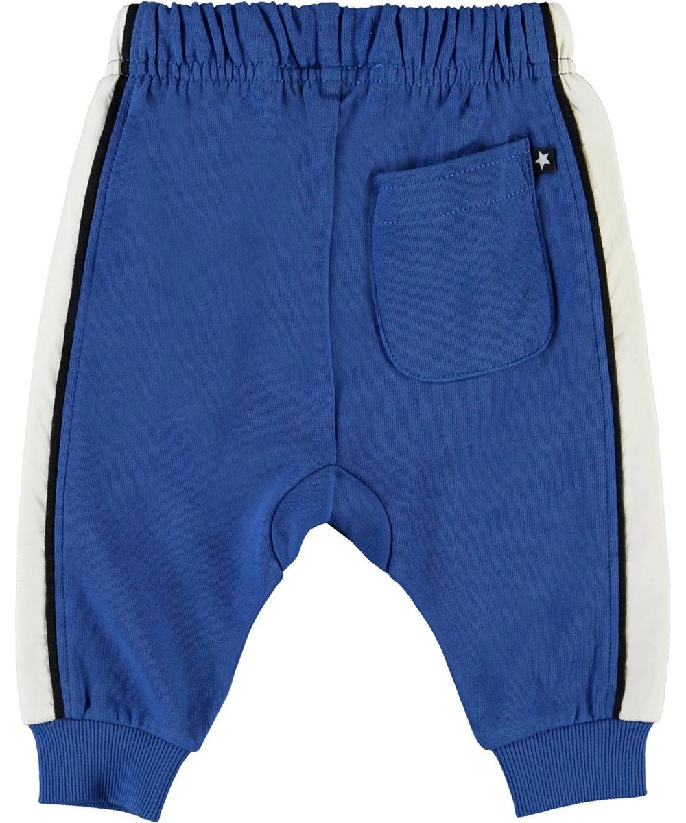 Simme - Cobalt - Blue baby trousers with white stripe