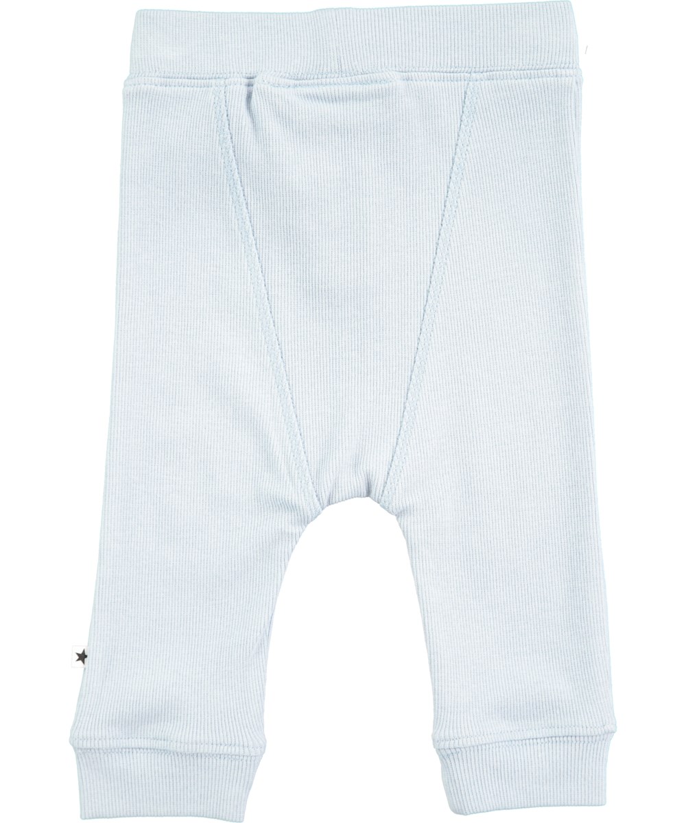 Simpson - Dusty Blue - Light blue baby trousers in rib