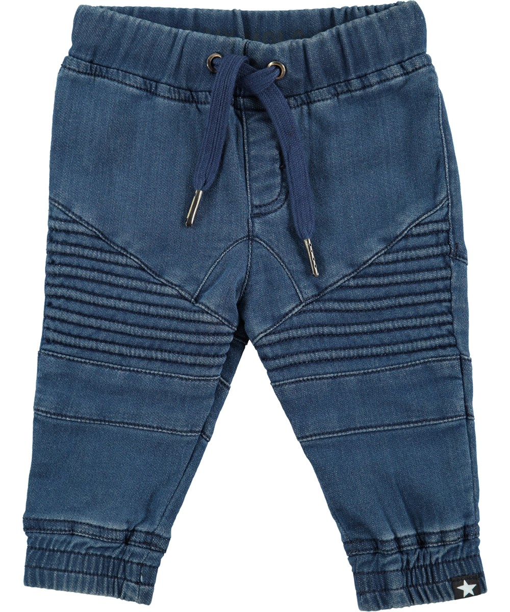 Stanley - Blue Denim - Jeans with rib details