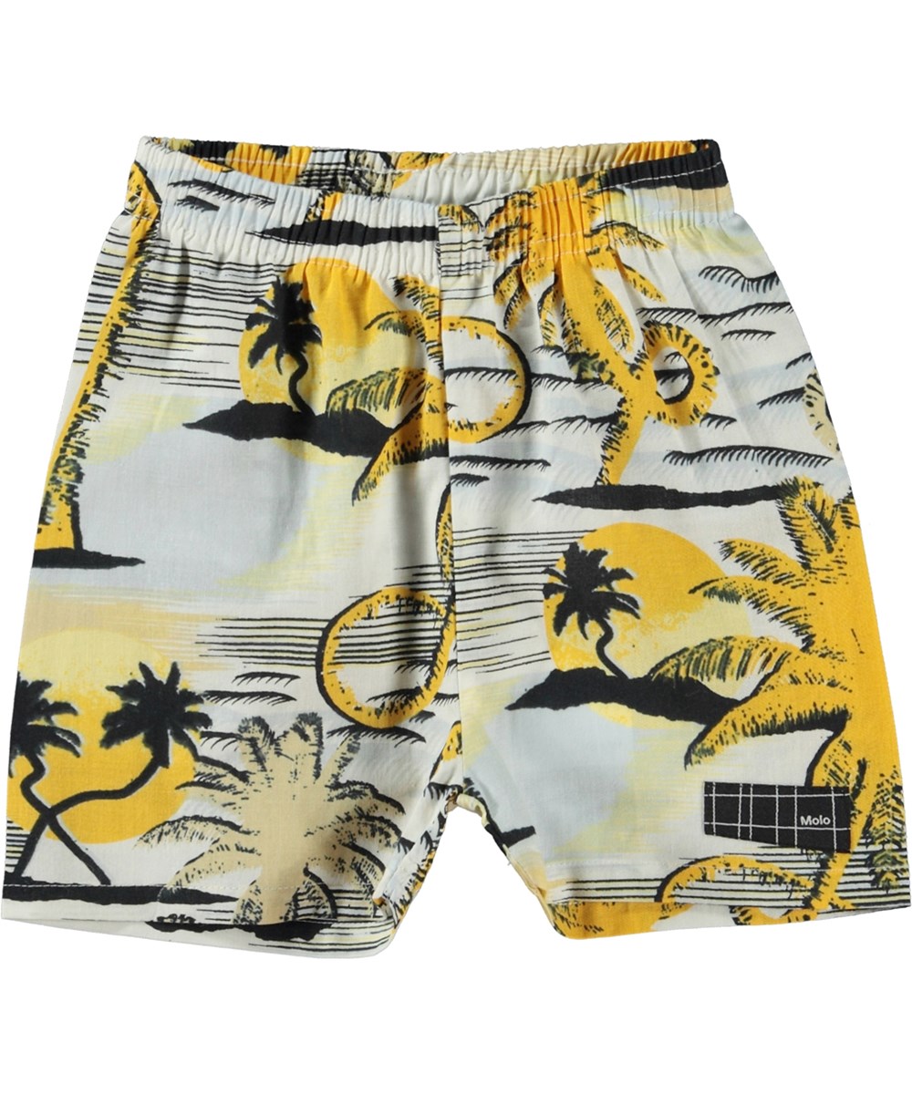 Solar - Sunrise Smiles - Organic baby shorts in palm tree print