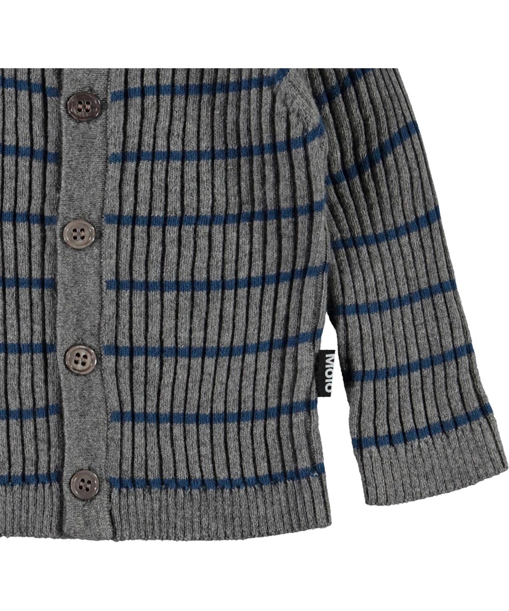 Bendix - Slim Stripe - Grey knit cardigan with blue stripes