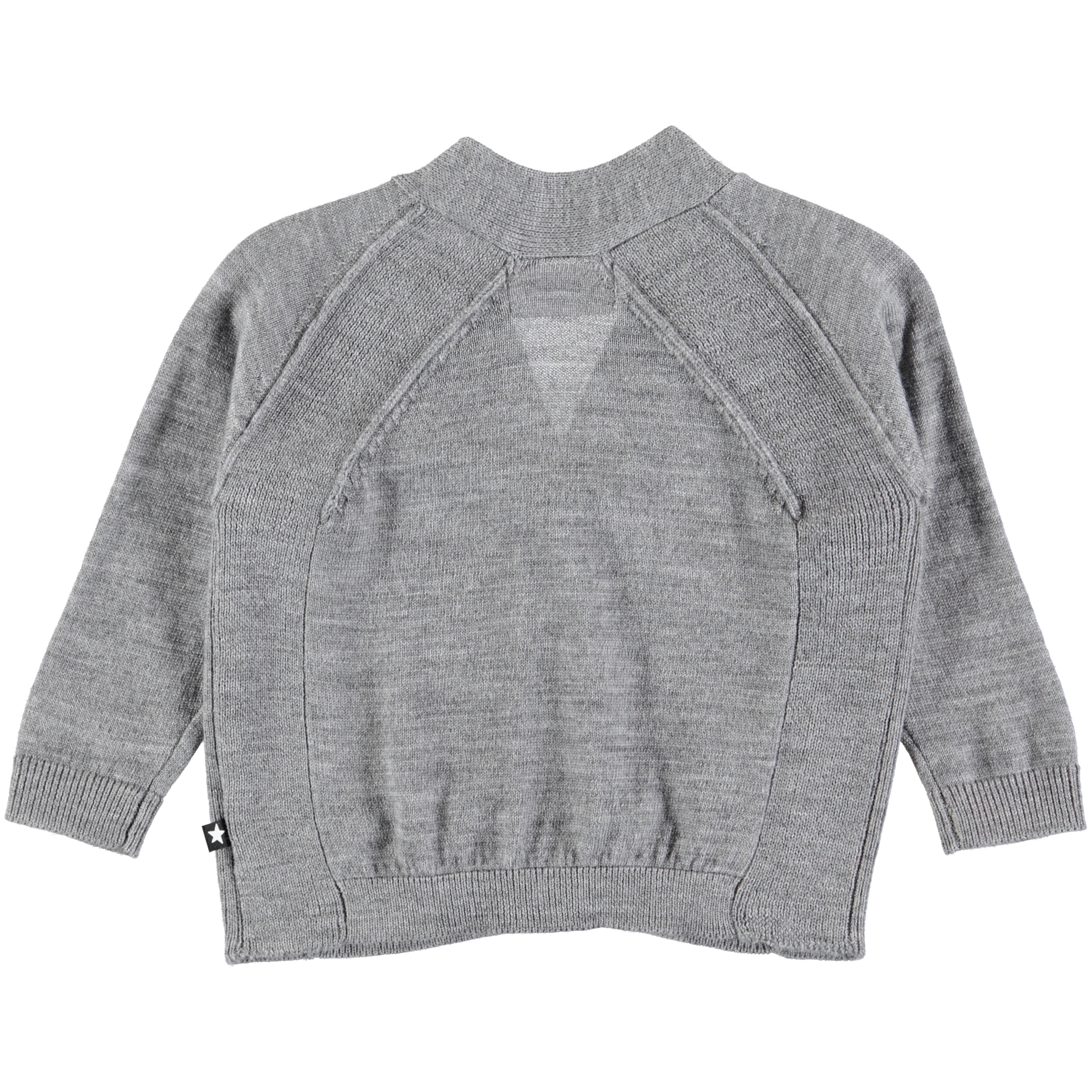 Benji Grey Melange Grey baby cardigan in wool Molo