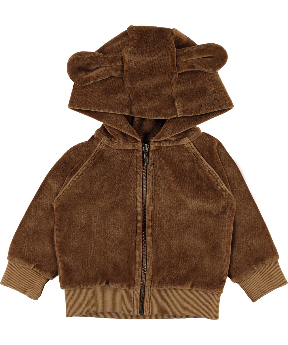 Dirk - Emperador - Baby velour sweatshirt with ears