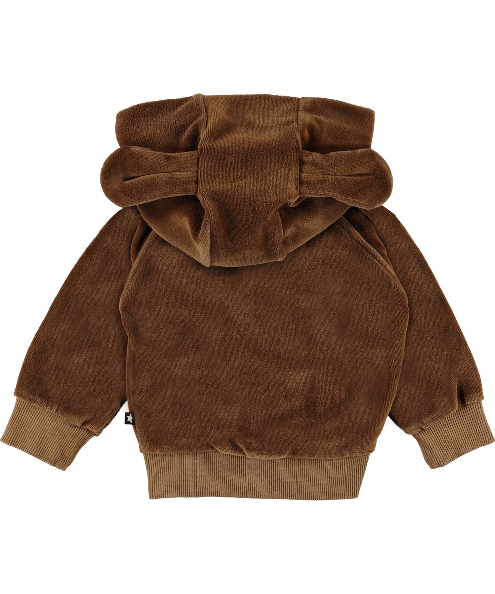 Dirk - Emperador - Baby velour sweatshirt with ears