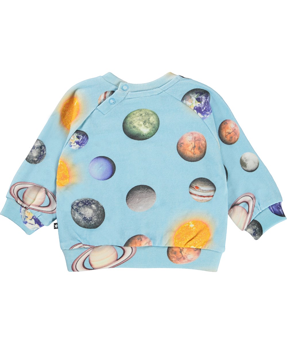 Disc - Planets - Light blue organic baby sweatshirt with planets