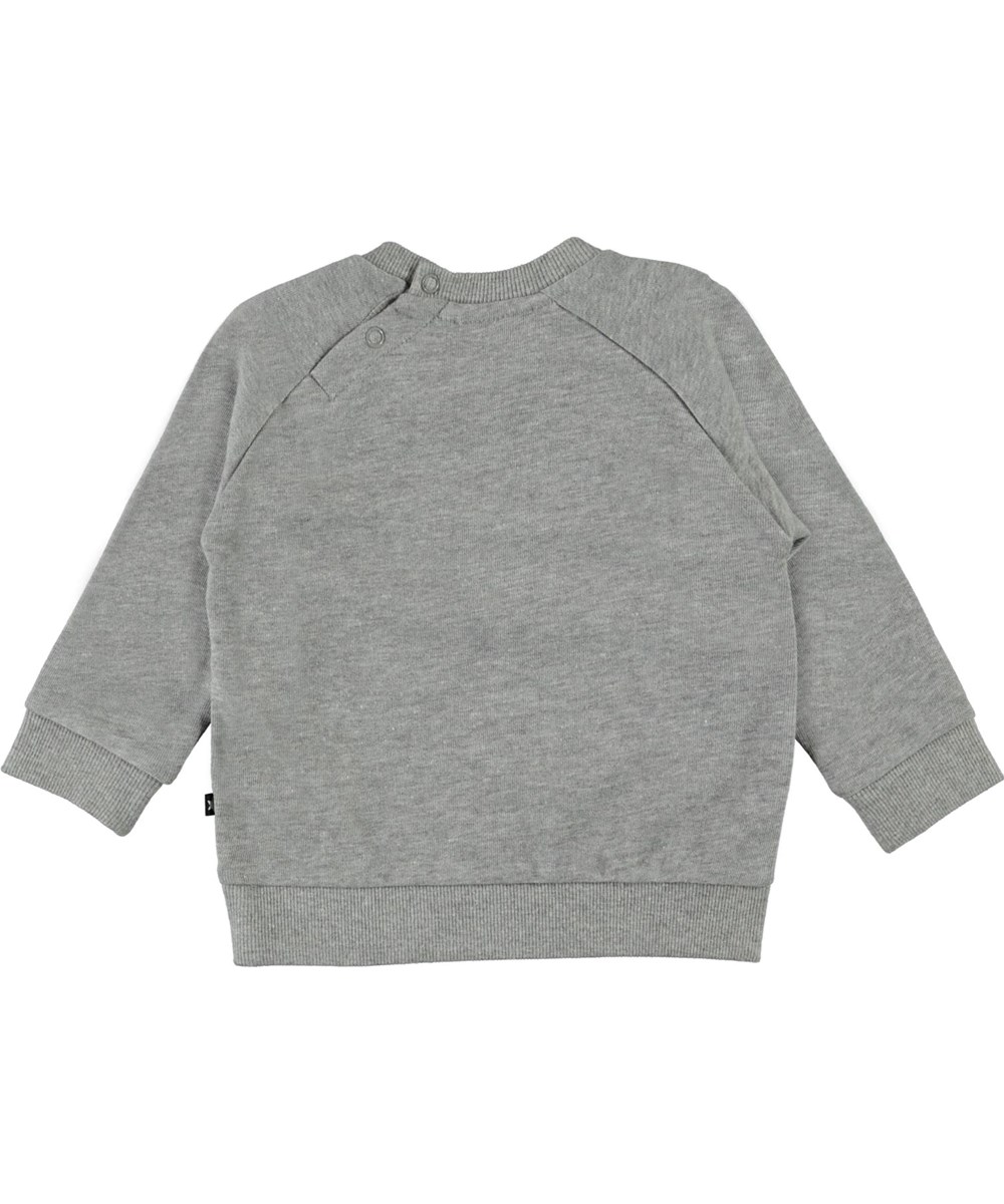 Disco - Grey Melange - Grey organic baby sweatshirt with bee print
