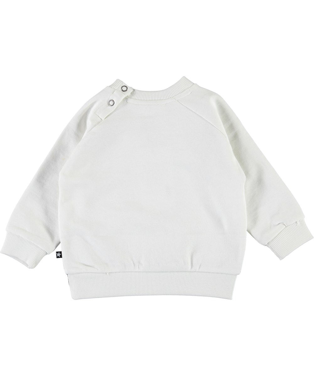 Disco - Panda Face - White baby sweatshirt with panda