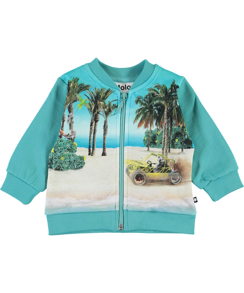 Duff - Venturing Koala - Baby sweatshirt in turquoise with beach print 