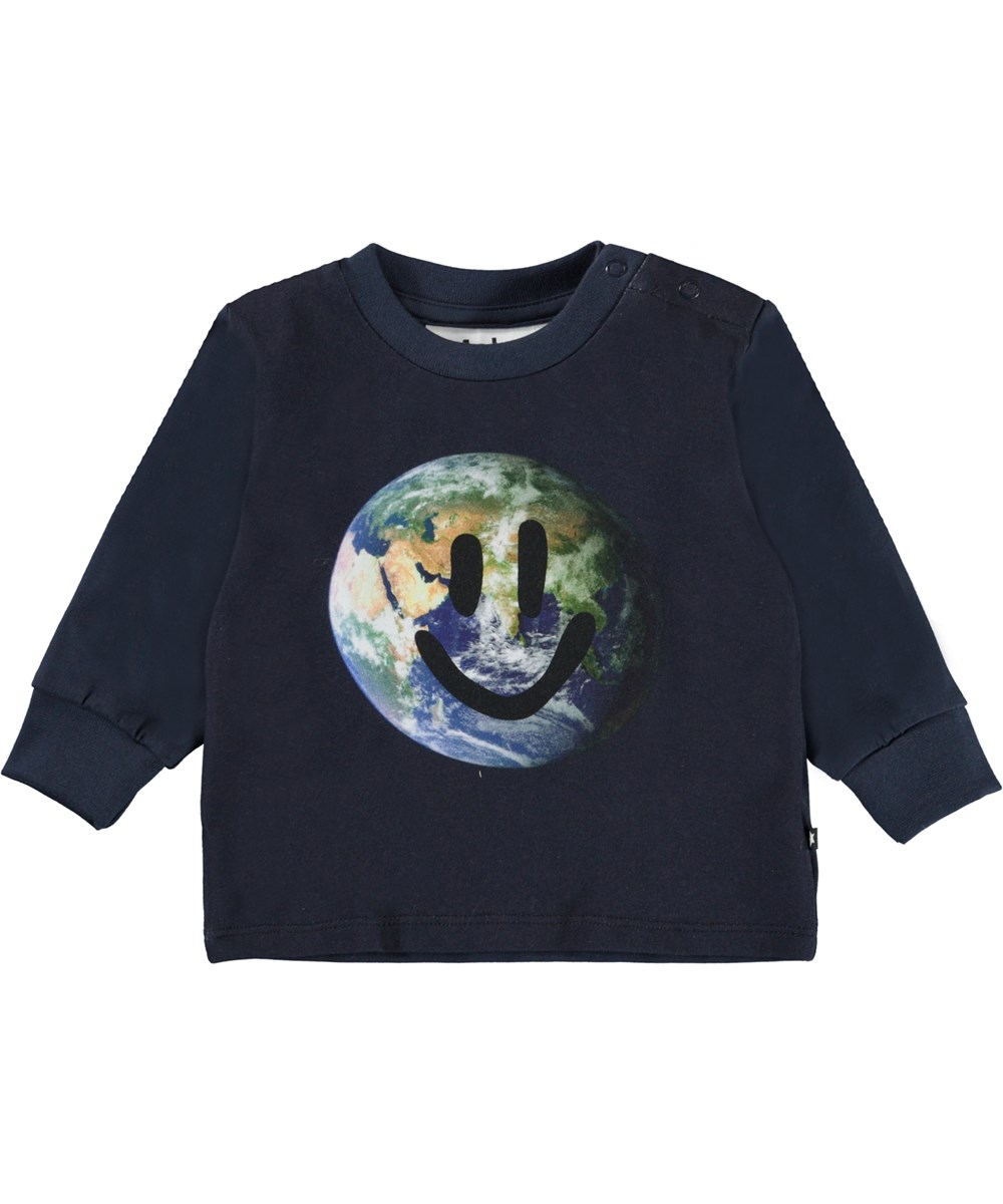 Eloy - Earth Smile - Organic baby top with smiley face Earth