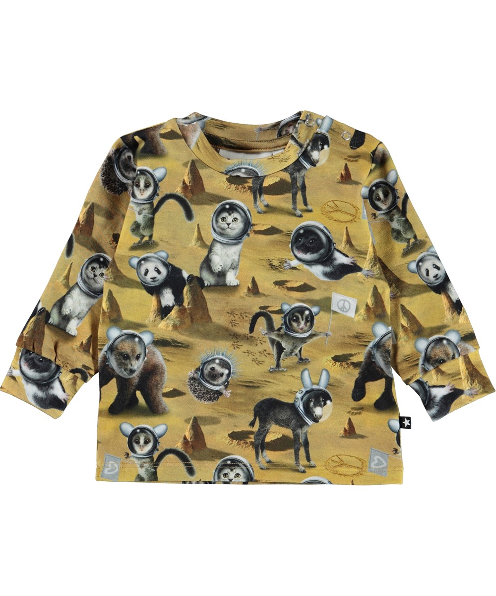 Eloy - Kawaiii Planet - Organic baby top with a print of animals on the moon 