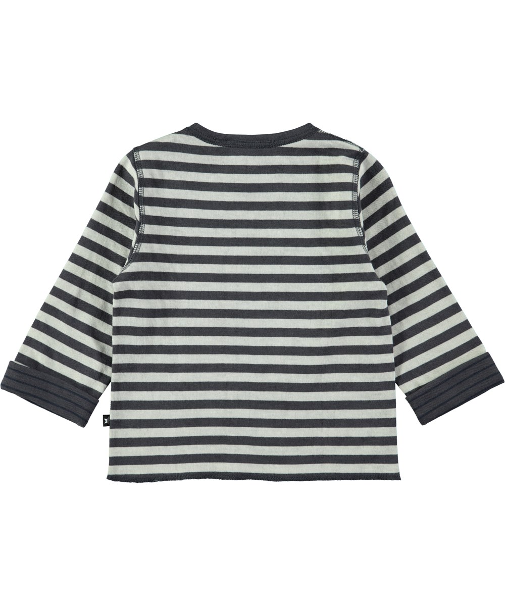 Enew - Dark Grey Double Stripe - Striped cotton baby top