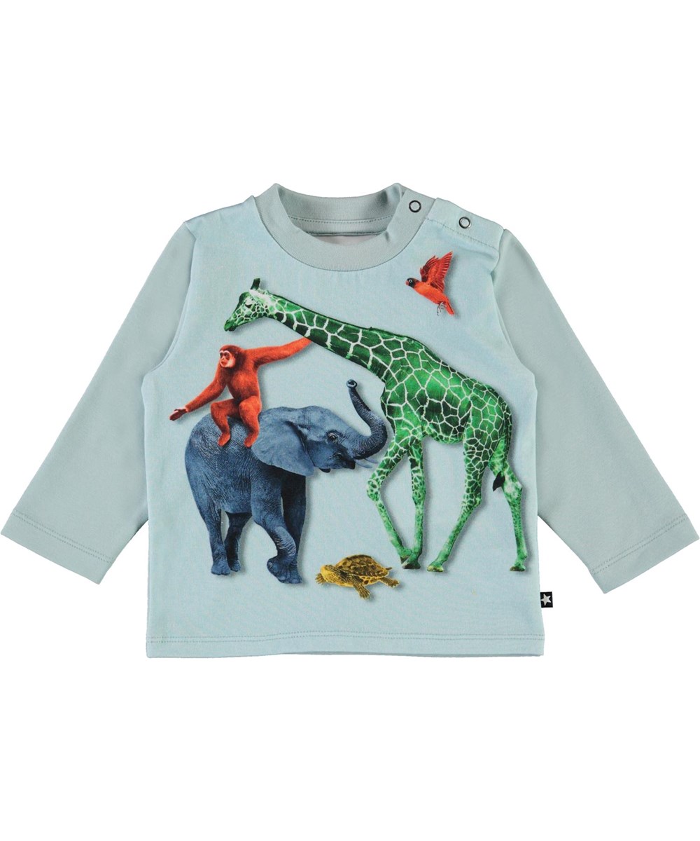 Enovan - Colour Friends - Light blue baby top with animal print
