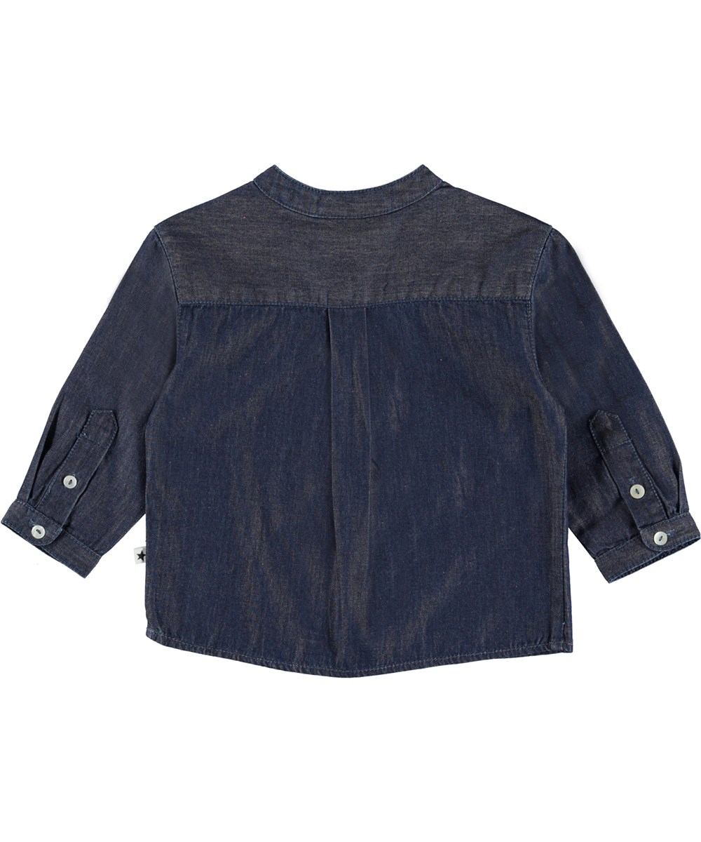 Enoz - Dark Indigo - Organic blue denim baby shirt