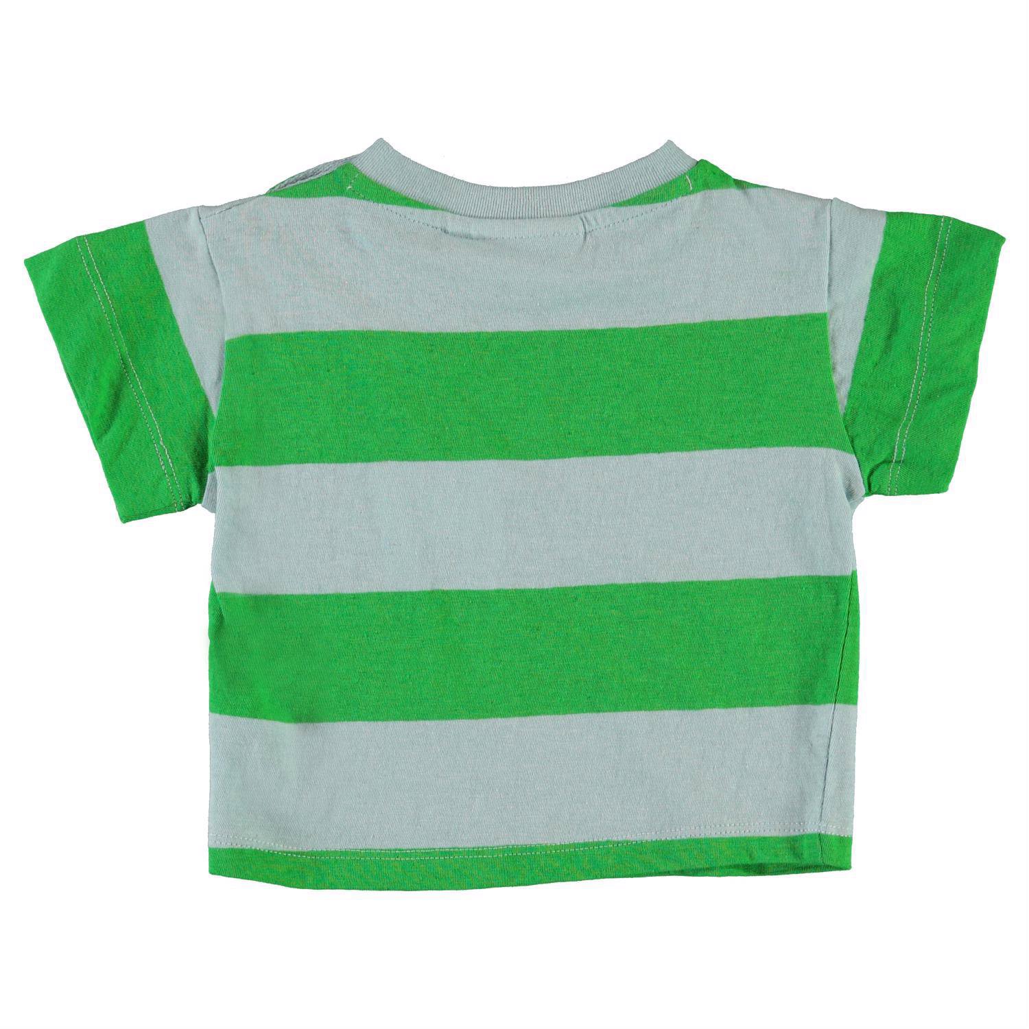 Enzo Sterling Stripe Blue and green striped baby tshirt Molo
