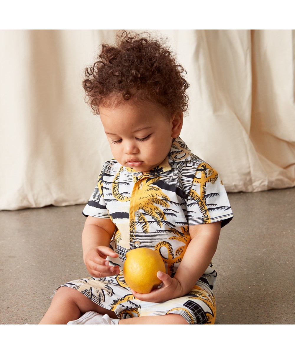 Eyou - Sunrise Smiles - Organic baby shirt with palm tree print 