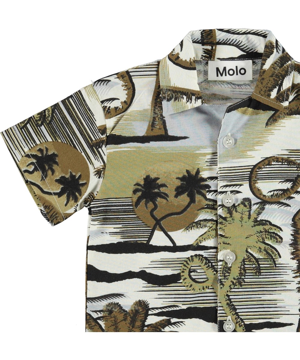 Eyou - Sunset Smiles - Organic Hawaii shirt baby palm trees