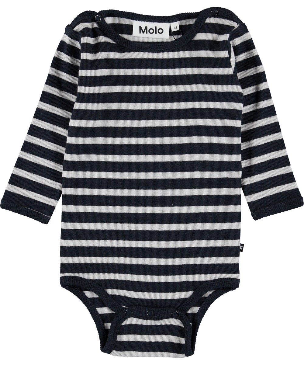 Fair - Carbon Stripe - Blå stribet baby body.