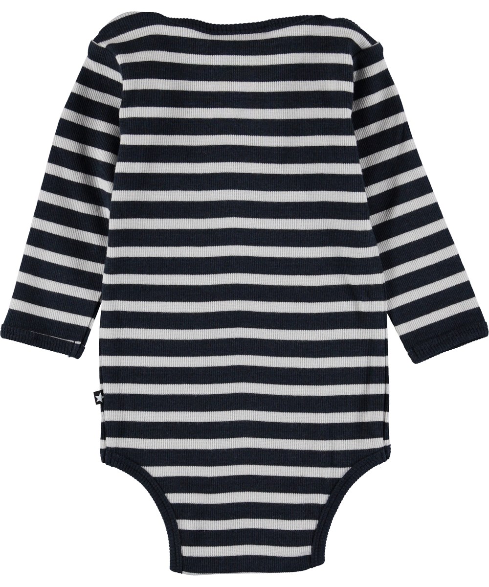Fair - Carbon Stripe - Blå stribet baby body.