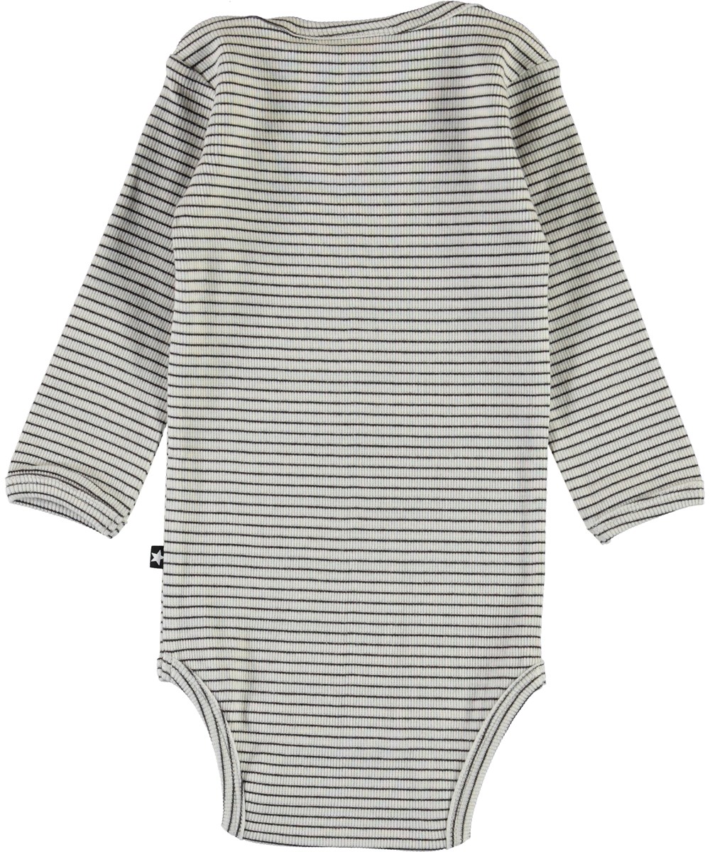 Fair - White Brown Stripe - Hvid og brun stribet baby body
