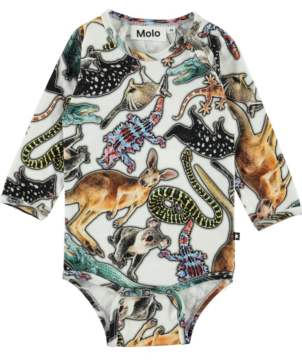 Field - Australian Animals - Økologisk baby body med dyr