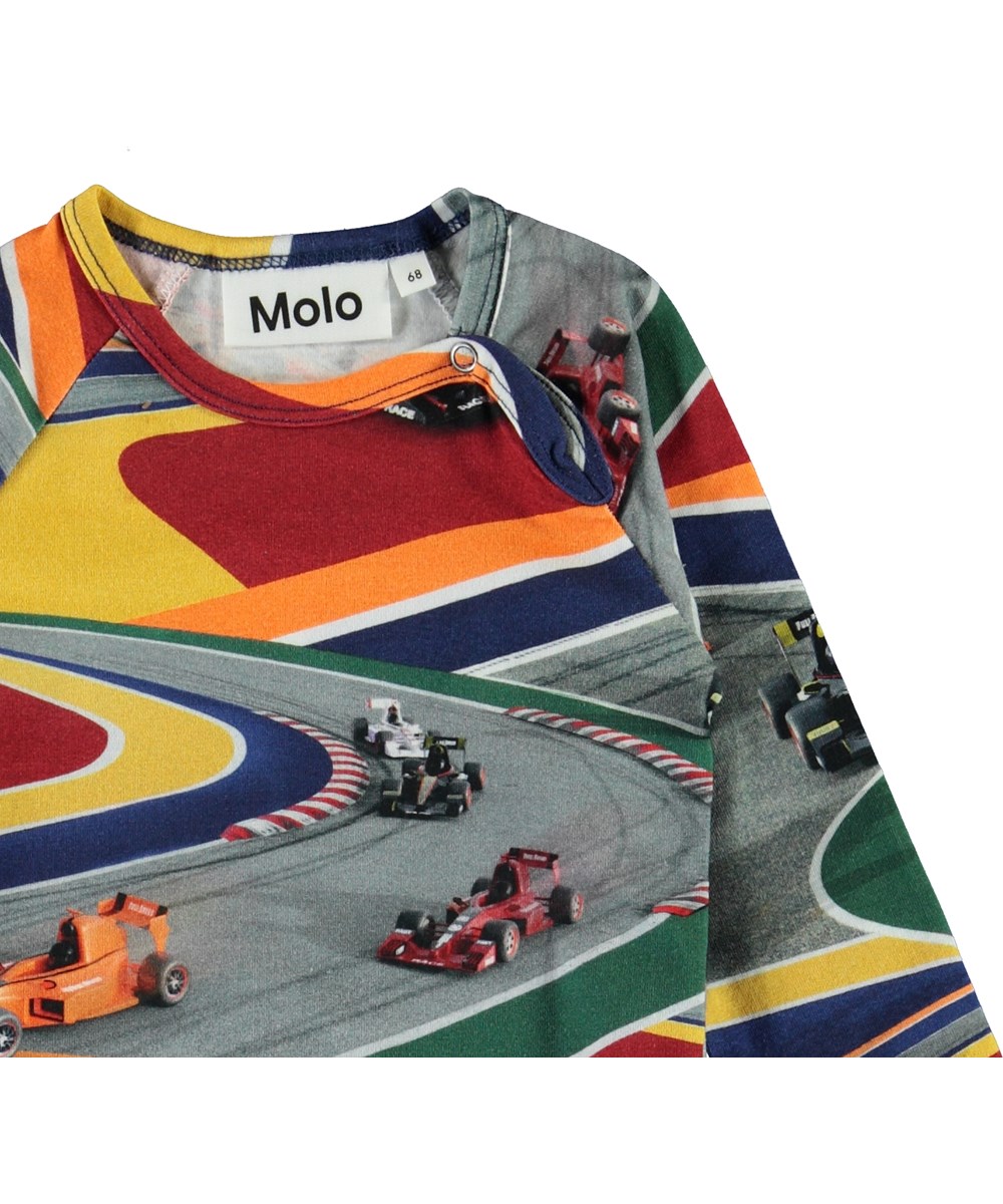 Field - Full Speed - Økologisk baby body med racerbiler