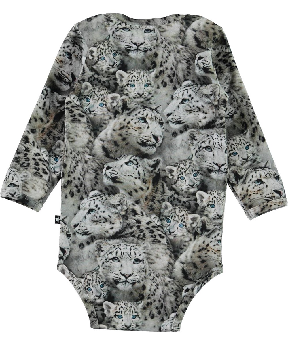 Foss - Baby Leopards - Økologisk baby body med sneleopard print