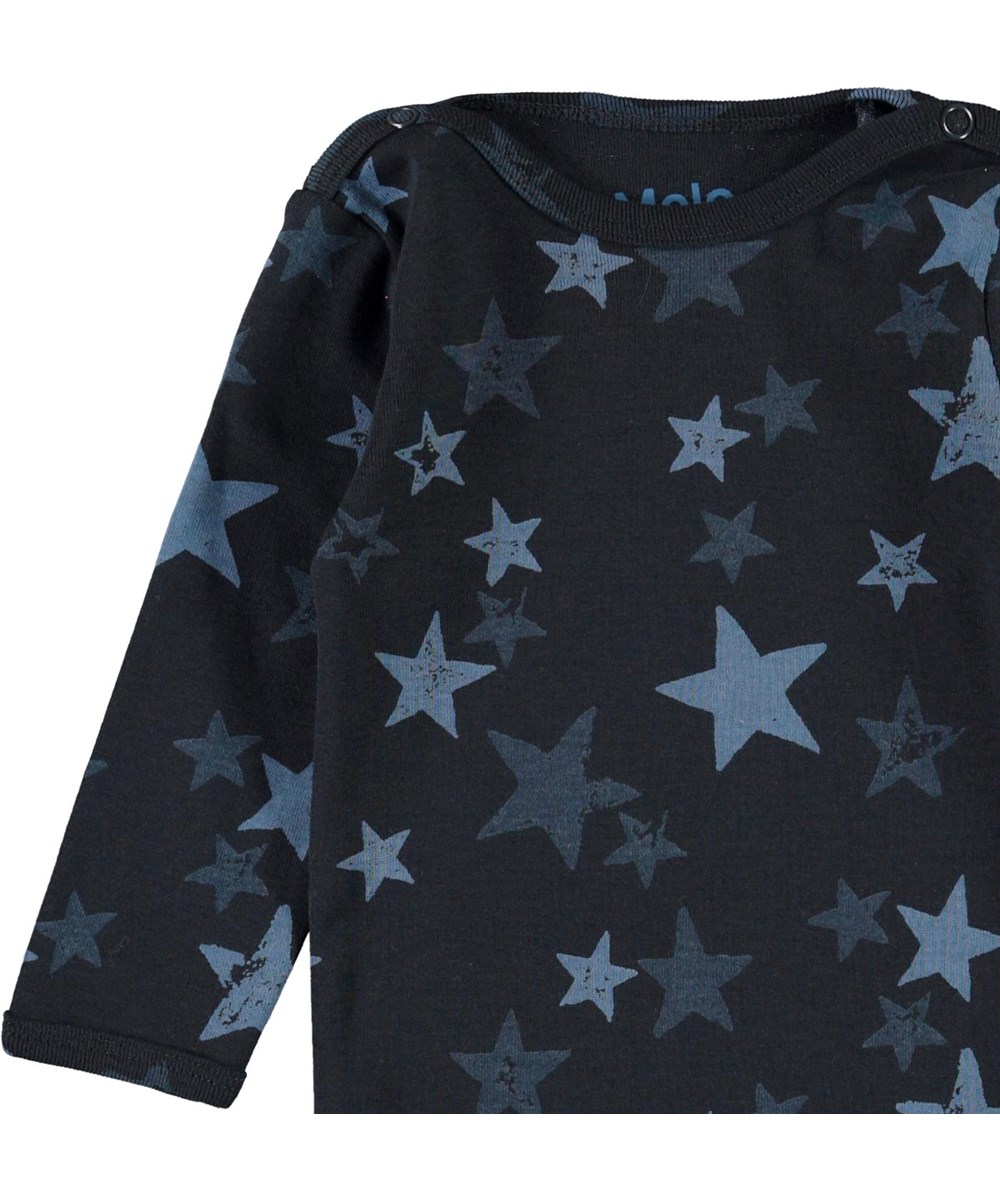 Foss - Stars - Økologisk mørkeblå baby body med stjerner