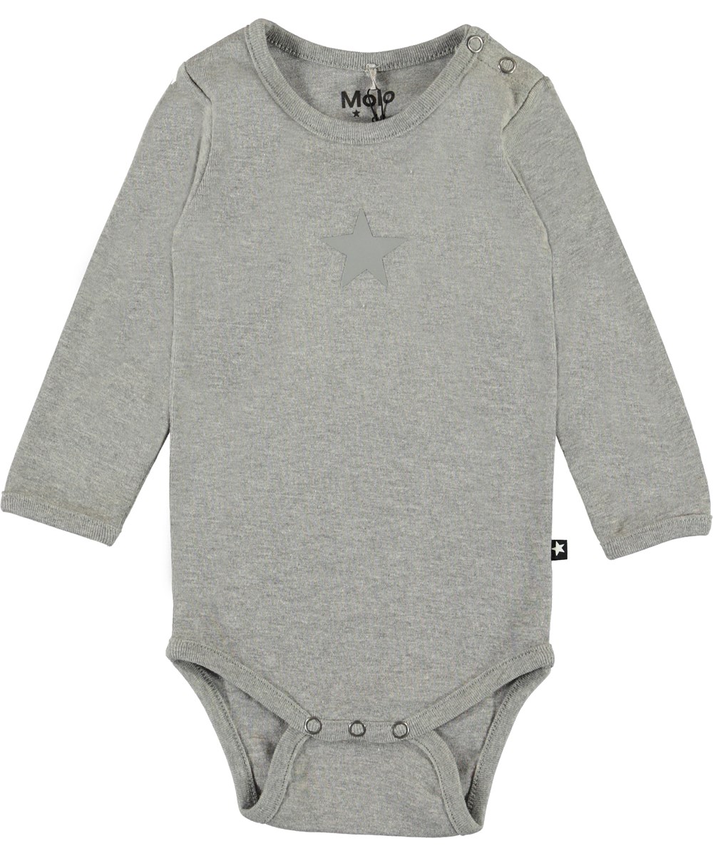 Foss - Grey Melange - Økologisk grå baby body