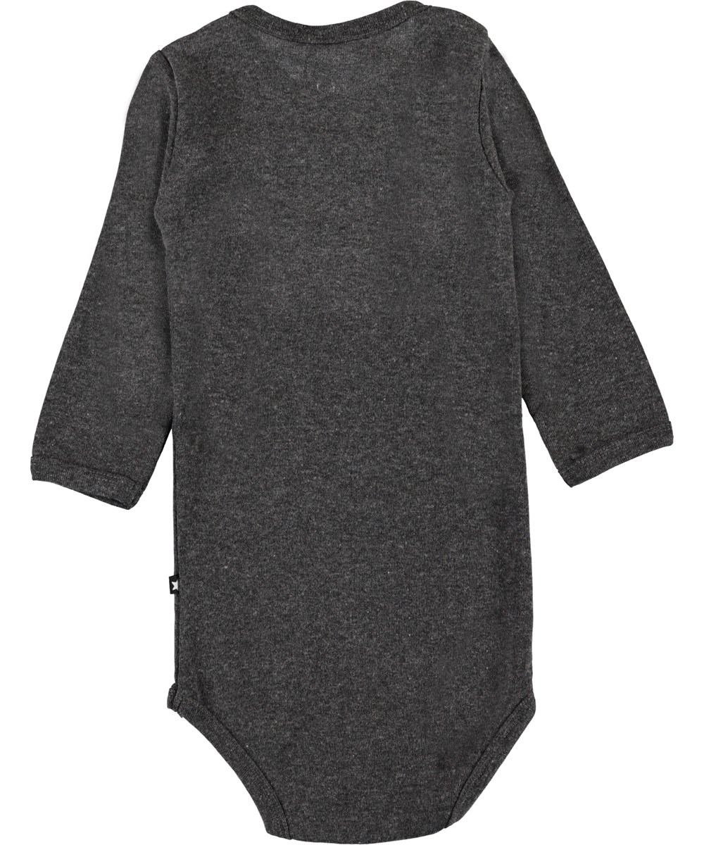 Foss - Medium Grey Melange - Økologisk mørkegrå baby body