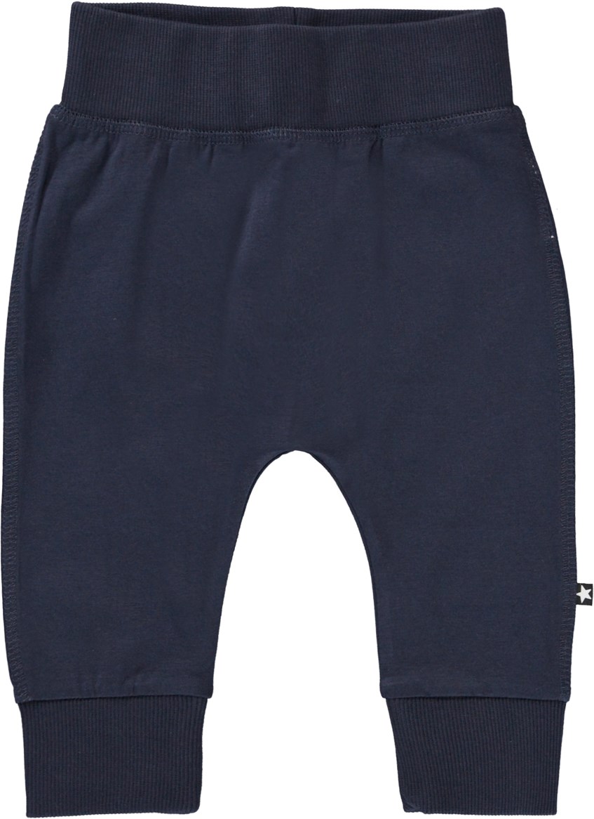 Sammy - Galaxy Blue - Økologiske mørkeblå babybukser