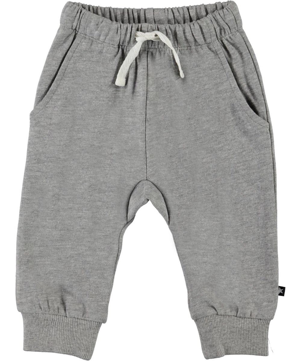 Simme - Grey Melange - Økologiske grå baby bukser
