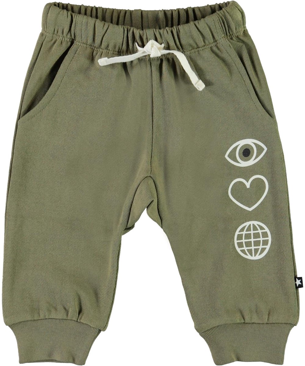 Simme - Khaki Green - Økologisk khaki grønne babybukser