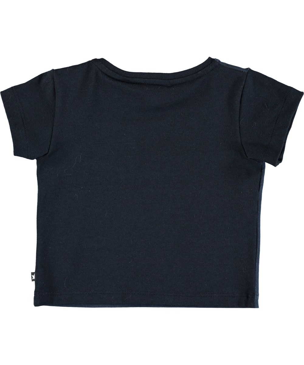 Eddie - Football Globe - Mørkeblå baby t-shirt med fodboldprint