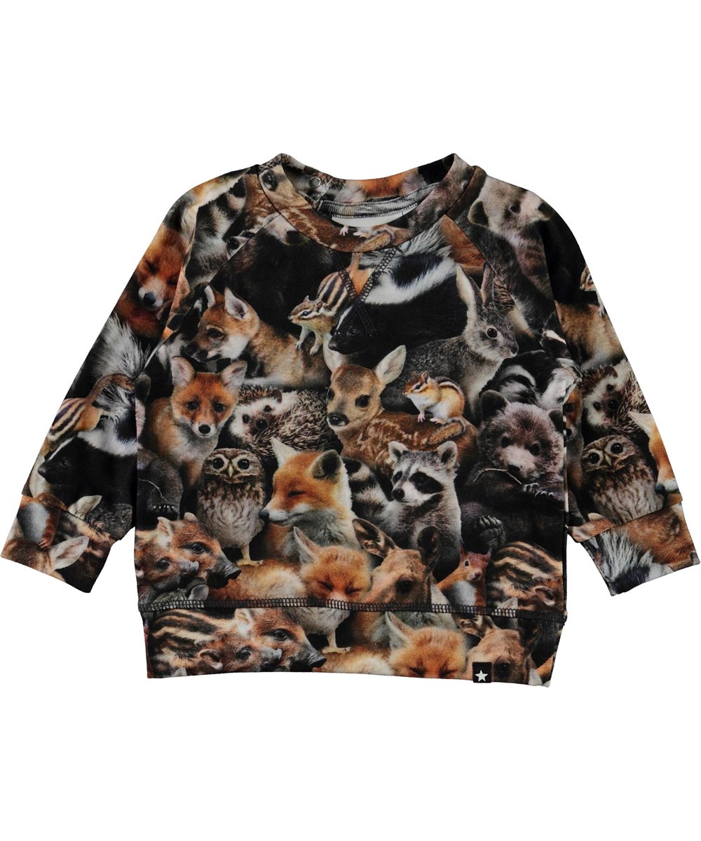 Elmo - Forest Animals - Økologisk babybluse med dyre print
