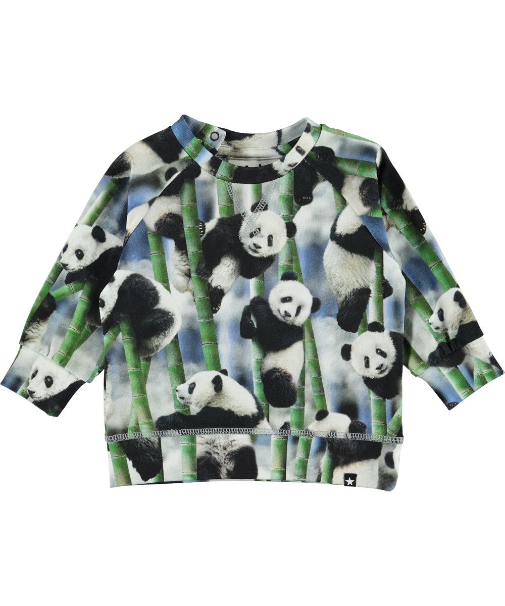 Elmo - Panda - Økologisk baby bluse med padaer