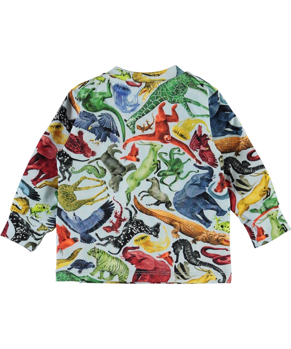 Eloy - Colourful Animals - Økologisk lyseblå baby bluse med dyr