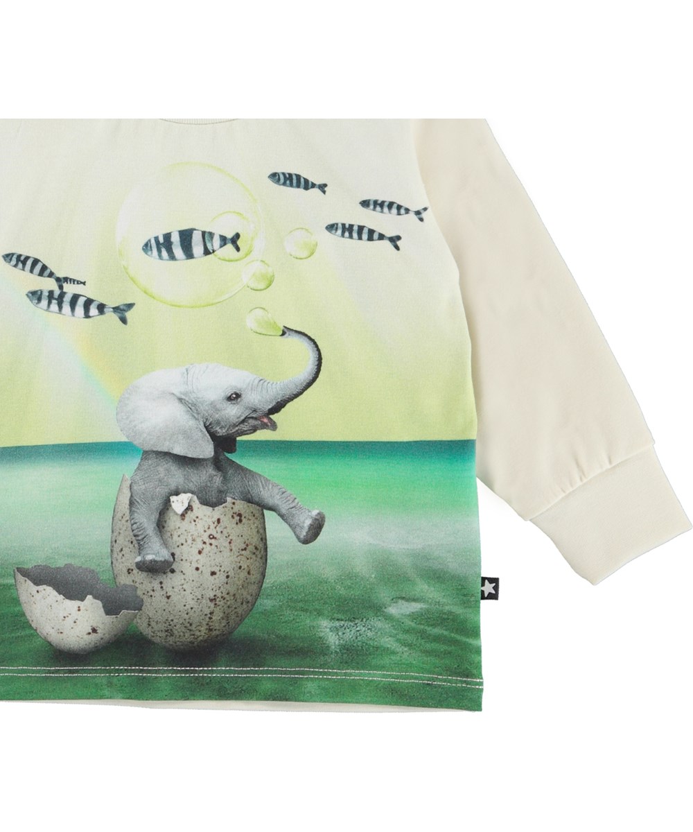 Eloy - Surreal World - Cremefarvet langærmet baby t-shirt elefant