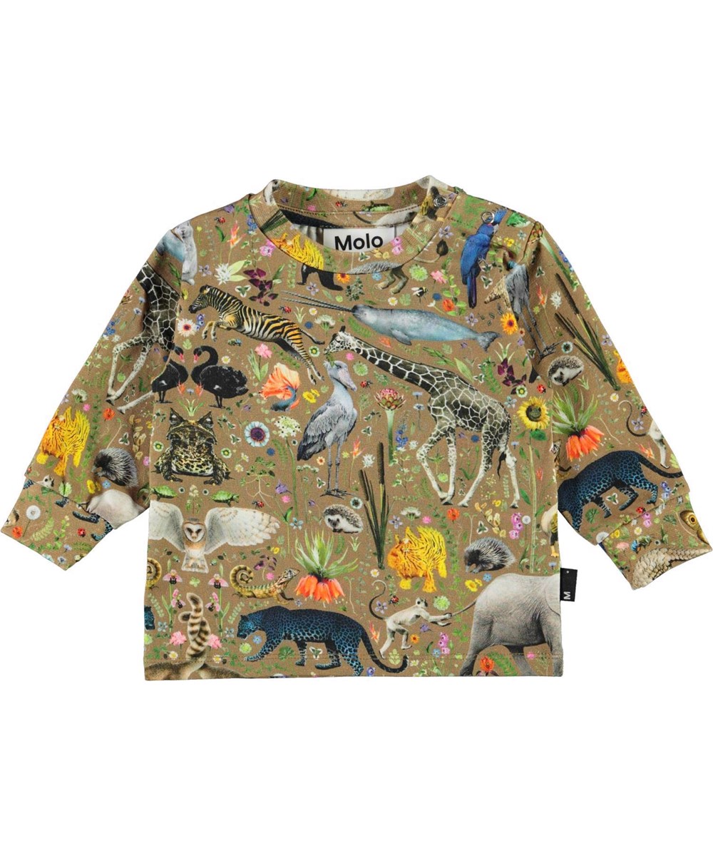 Eloy - Faunatastically - Brun babybluse økologisk bomuld dyr 