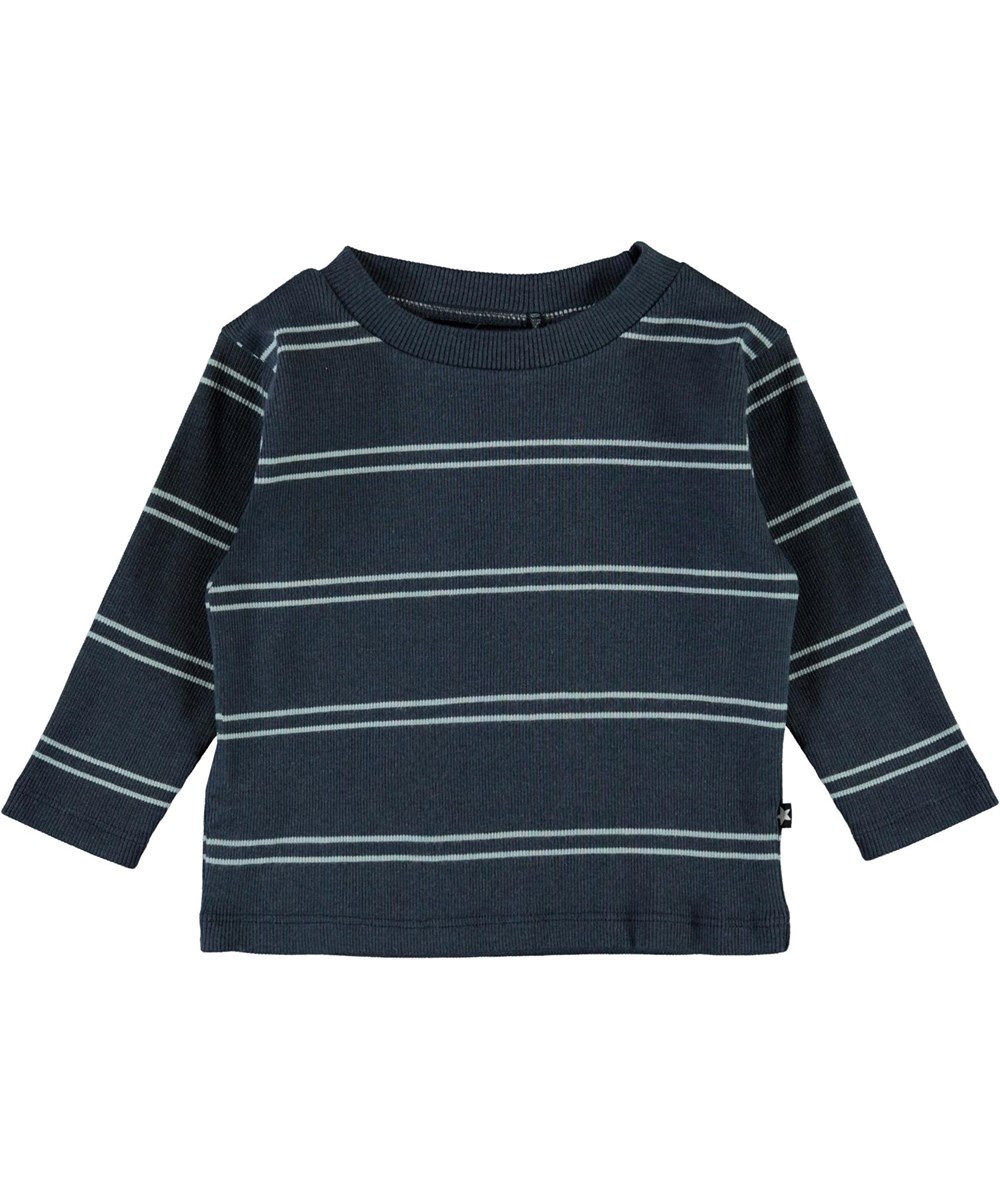 Elvo - Blue Stripes - Økologisk stribet baby bluse