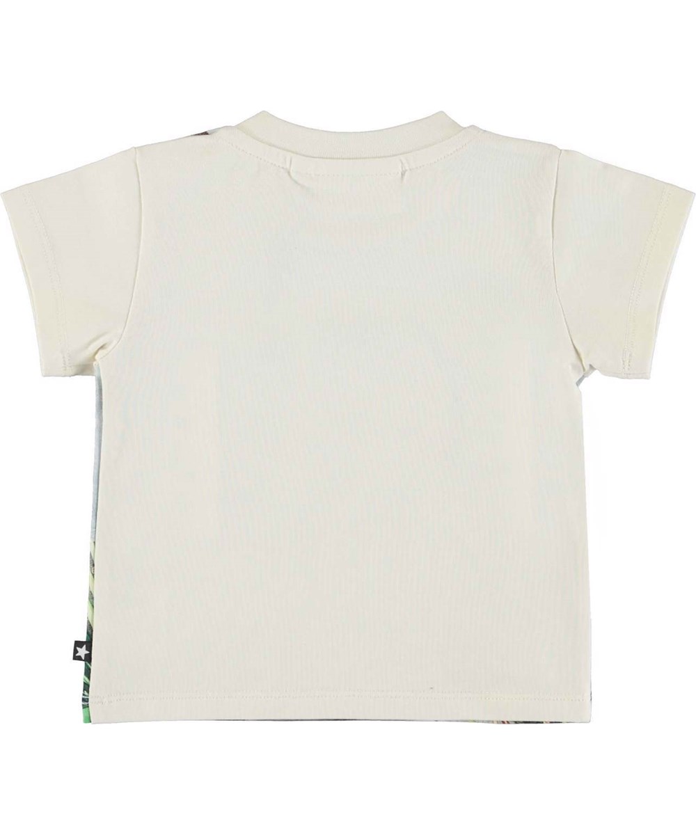 Emilio - Monkey World - Lysegrå økologisk baby t-shirt med abe og tukan