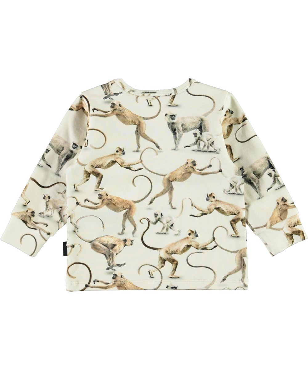 Enez - Hold On - Cremefarvet babybluse økologisk abeprint