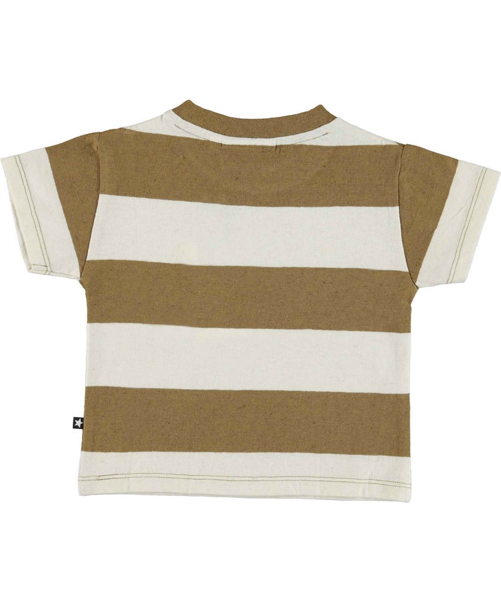 Enzo - Oak Stripe - Stribet baby t-shirt med en smilende is