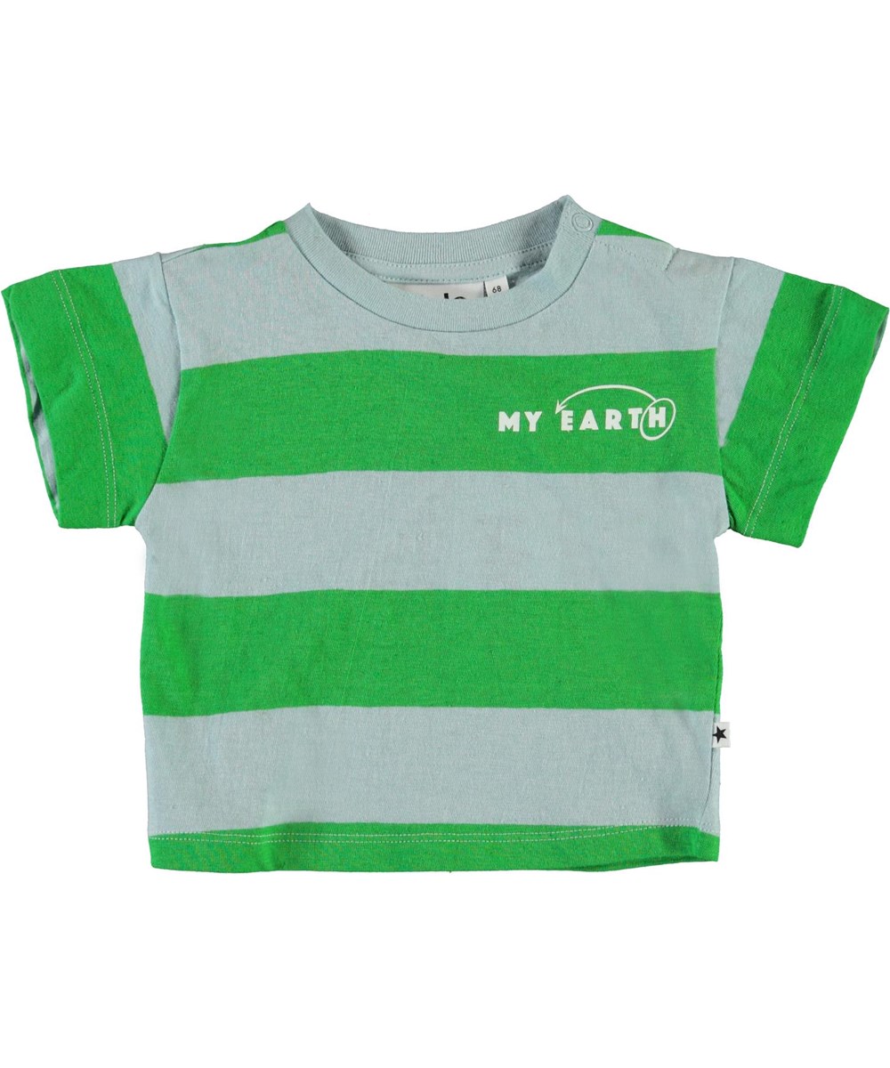 Enzo - Sterling Stripe - Blå og grøn stribet baby t-shirt