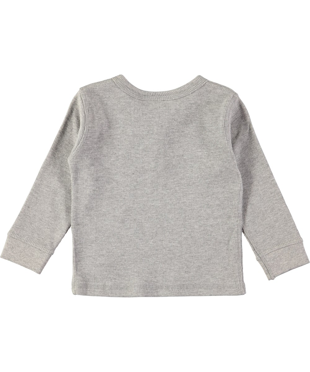 Ernst - Grey Melange - Grå baby bluse i blød rib