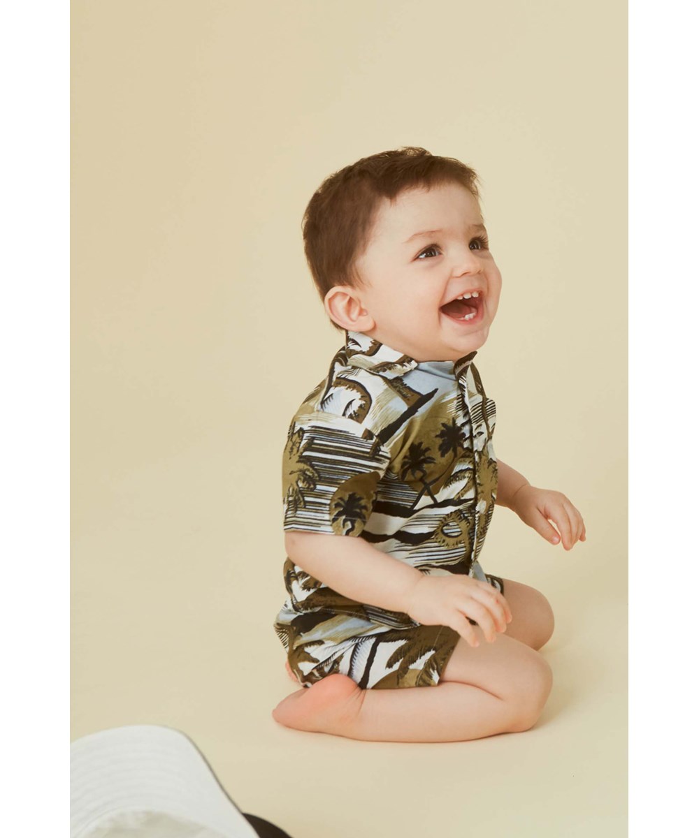 Eyou - Sunset Smiles - Økologisk Hawaiiskjorte baby palmer 