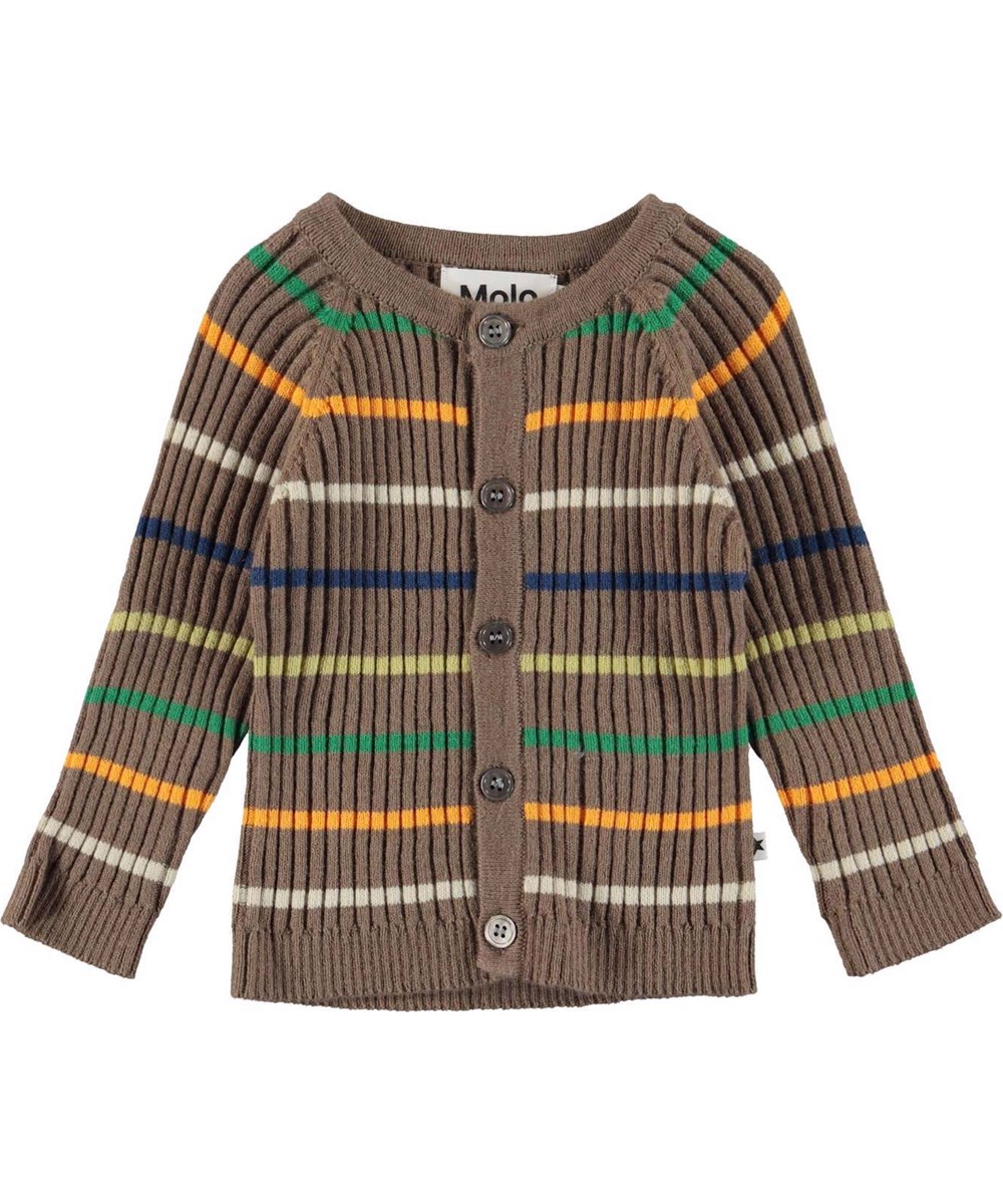 Bendix - Colourful Stripe - Brune cardigan med multifarvede striber 
