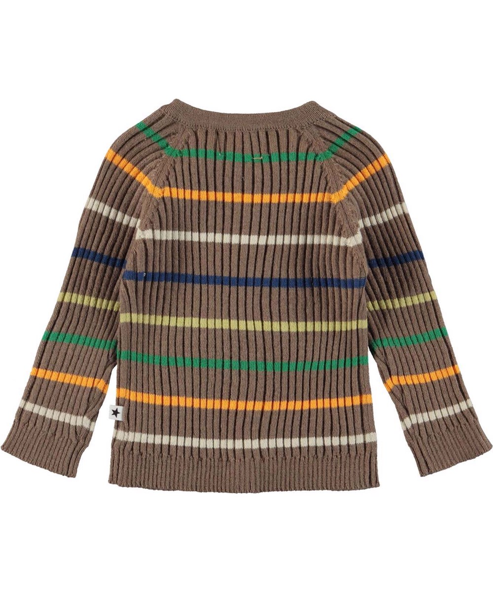 Bendix - Colourful Stripe - Brune cardigan med multifarvede striber 